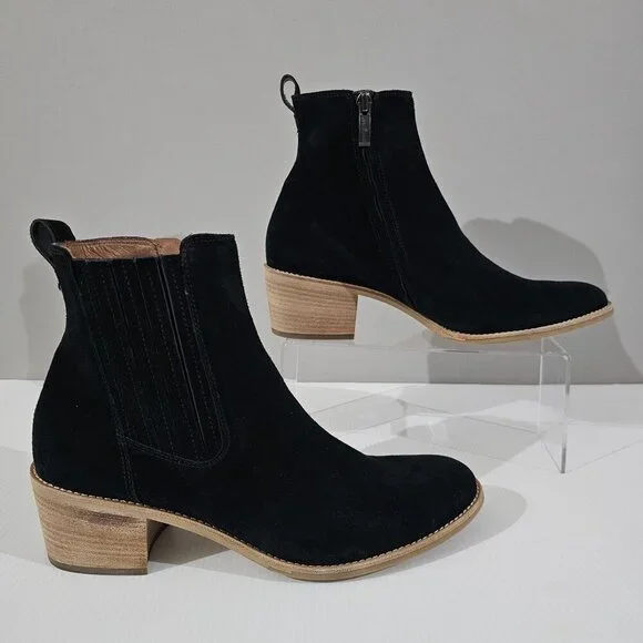 NEW Paul Green Sante Zip Ankle Bootie Western Black Suede UK Size 7